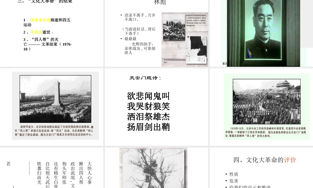 八年级历史下册7课《文化大革命的十年》人教版