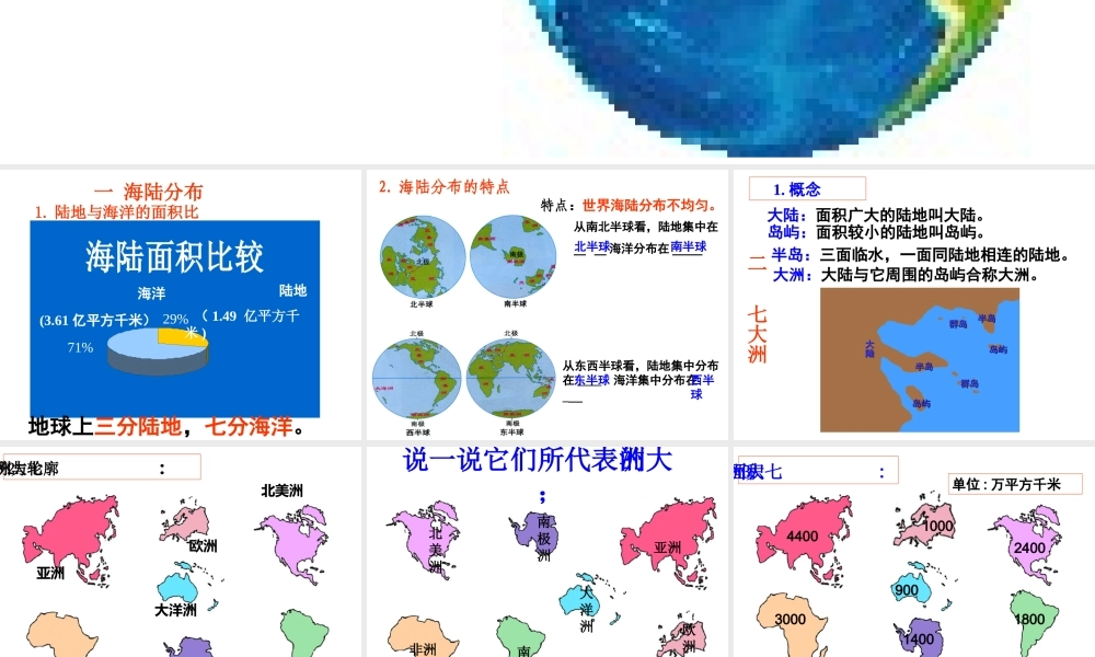 八年级地理上册 第一章 第一节 海陆分布课件2 中图版-中图版初中八年级上册地理课件