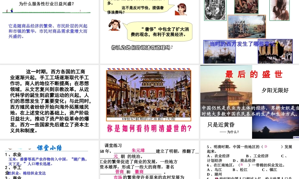 八年级历史下册历史与社会最后的盛世人教版