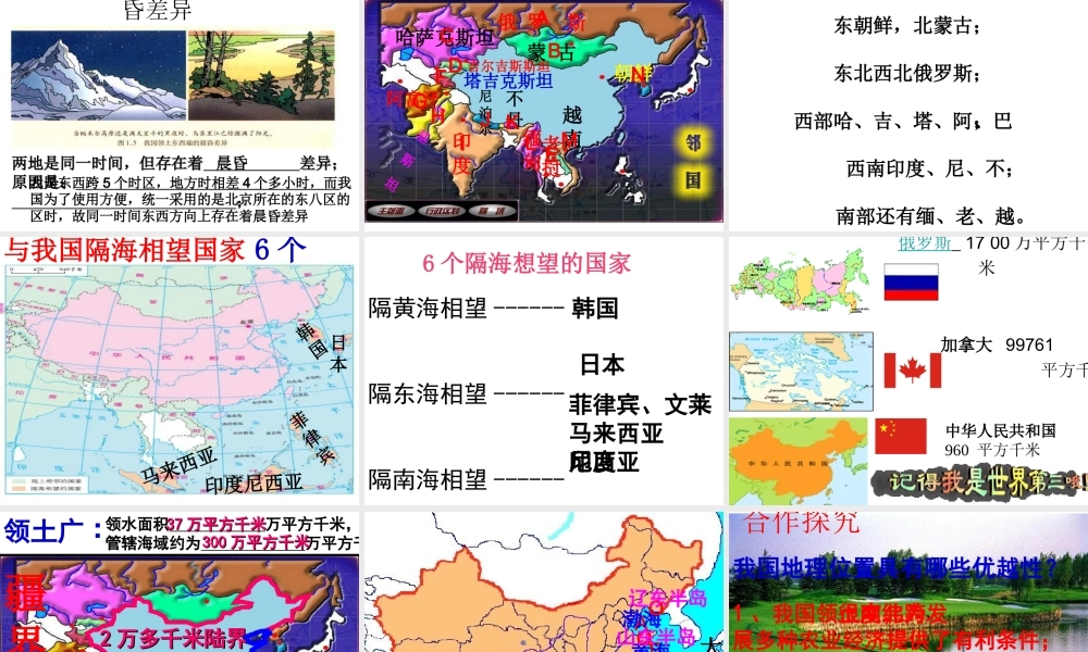 八年级地理上册 第一章 第一节 疆域（第一课时）课件 新人教版