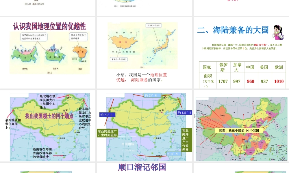 八年级地理上册 第一章 第一节 疆域课件 （新版）新人教版-（新版）新人教版初中八年级上册地理课件