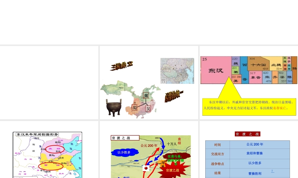 八年级历史与社会上册 第四单元 绵延不绝的中华文明（二）“多元一体”格局与文明高度发展 第一课 三国两晋南北朝：政权分立与民族汇聚教学课件 人教版-旧人教版初中八年级上册历史与社会课件