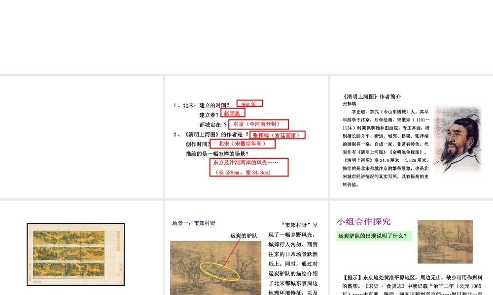 八年级历史与社会上册 第四单元 绵延不绝的中华文明（二）“多元一体”格局与文明高度发展 综合探究四 从《清明上河图》看北宋都市生活教学课件 人教版-旧人教级上册历史与社会课件