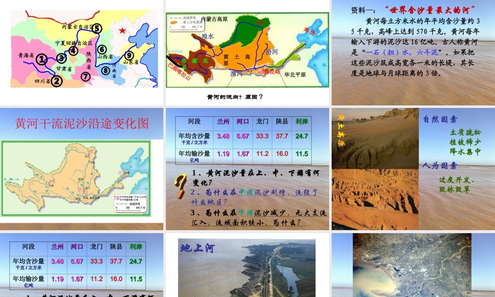 八年级地理上册 2.3《河流》黄河的治理课件 新人教版-新人教版初中八年级上册地理课件