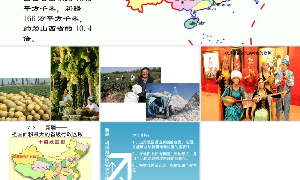 八年级地理下册 7.2新疆—祖国面积最大的省级行政区域课件2 晋教版-人教版初中八年级下册地理课件