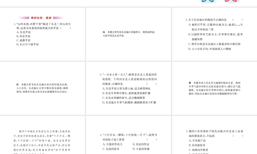 八年级地理下册 6.2 白山黑水——东北三省习题课件 （新版）新人教版-（新版）新人教版初中八年级下册地理课件