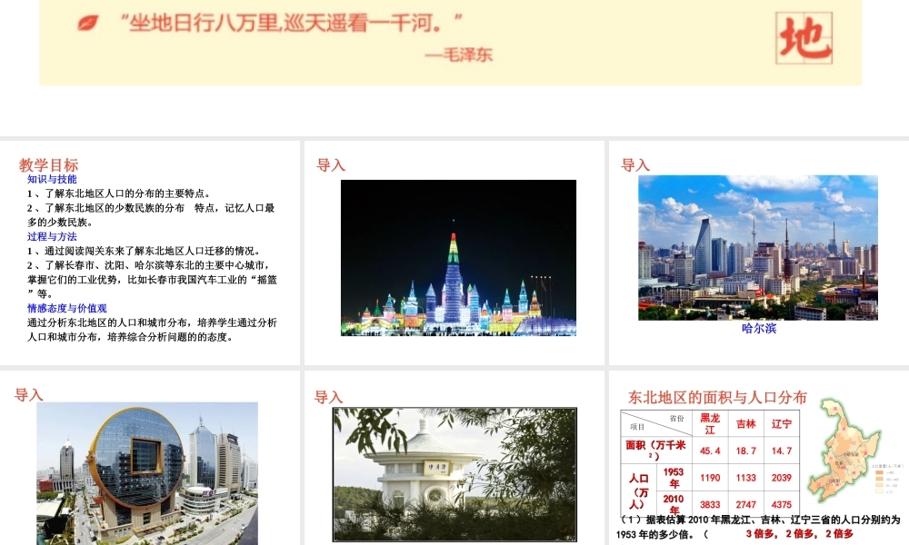 八年级地理下册 6.2 东北地区的人口与城市分布课件 （新版）湘教版-（新版）湘教版初中八年级下册地理课件