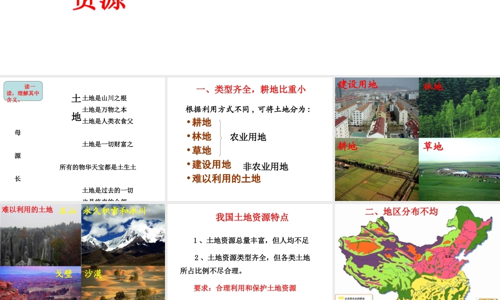八年级地理上册 第三章 第二节 土地资源课件（1）（新版）新人教版-（新版）新人教版初中八年级上册地理课件