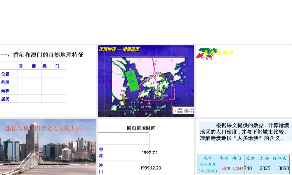 八年级地理下册 7.3 特别行政区香港和澳门课件 （新版）商务星球版-（新版）商务星球版初中八年级下册地理课件