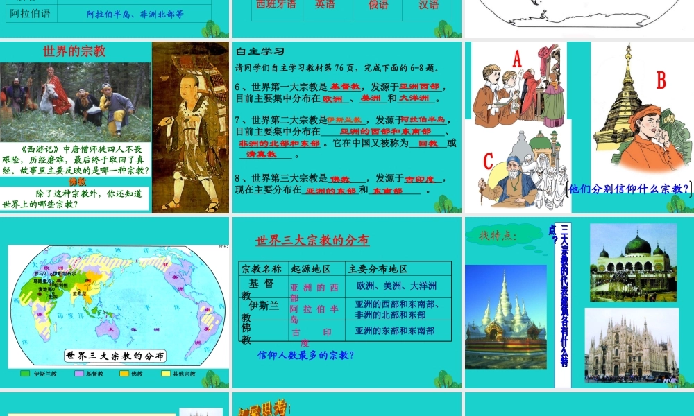 八年级地理上册 第三章 第二节 语言和宗教课件 中图版-中图版初中八年级上册地理课件