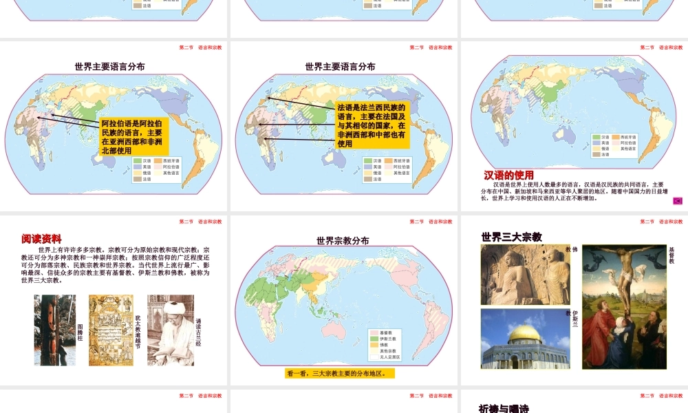 八年级地理上册 第三章 第二节 语言和宗教课件3 中图版-中图版初中八年级上册地理课件