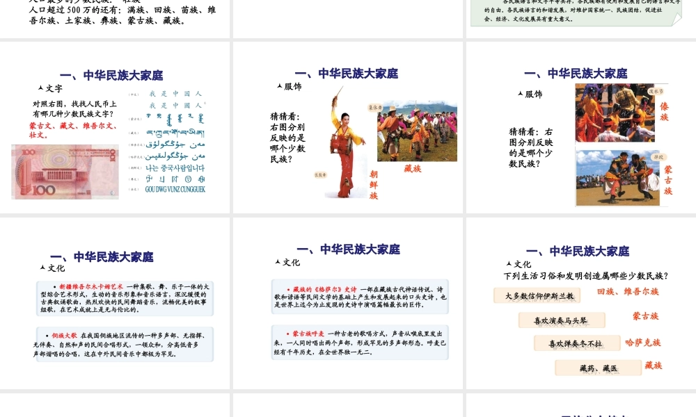 八年级地理上册《1.3 民族》课件3 （新版）新人教版