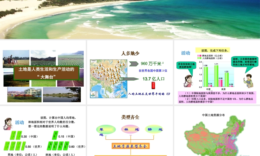 八年级地理上册 第三章 第二节 中国的土地资源课件（1）（新版）湘教版-（新版）湘教版初中八年级上册地理课件