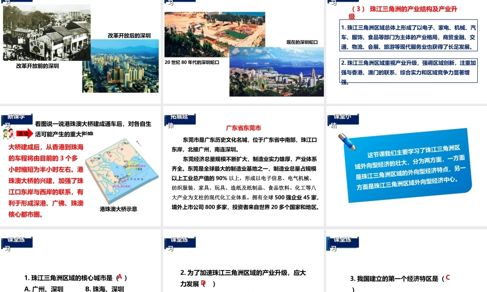 八年级地理下册 7.3 珠江三角洲区域的外向型经济（第2课时）课件 （新版）湘教版