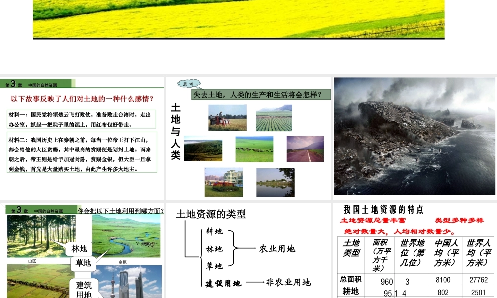 八年级地理上册 第三章 第二节《土地资源》课件 新人教版
