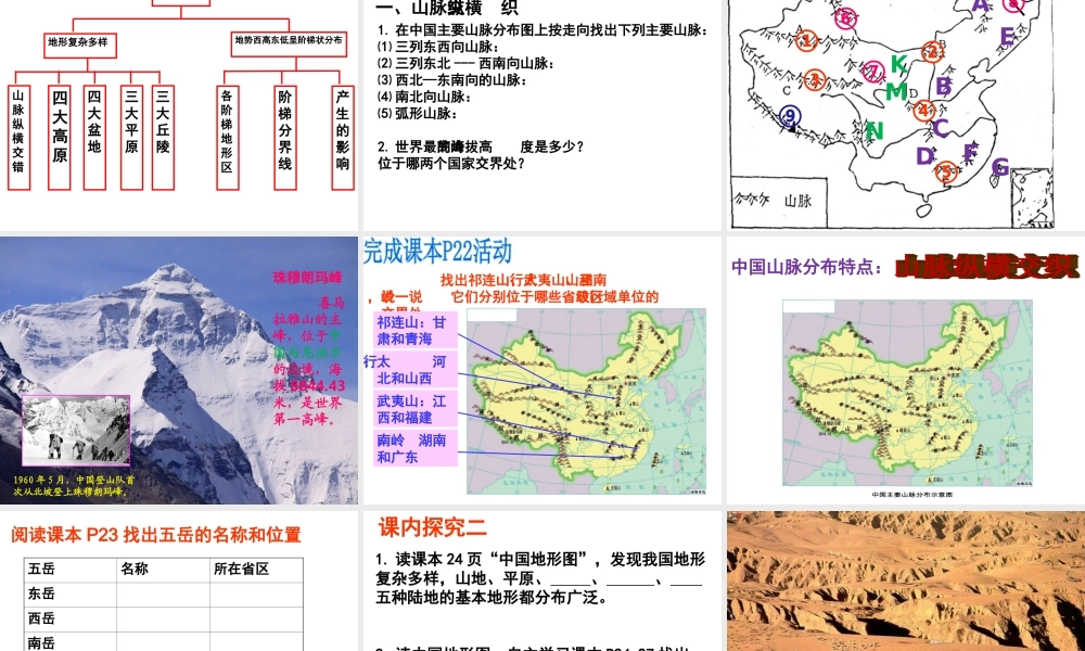 八年级地理上册《2.1 中国的地形（第1-2课时）》课件 湘教版-湘教版初中八年级上册地理课件