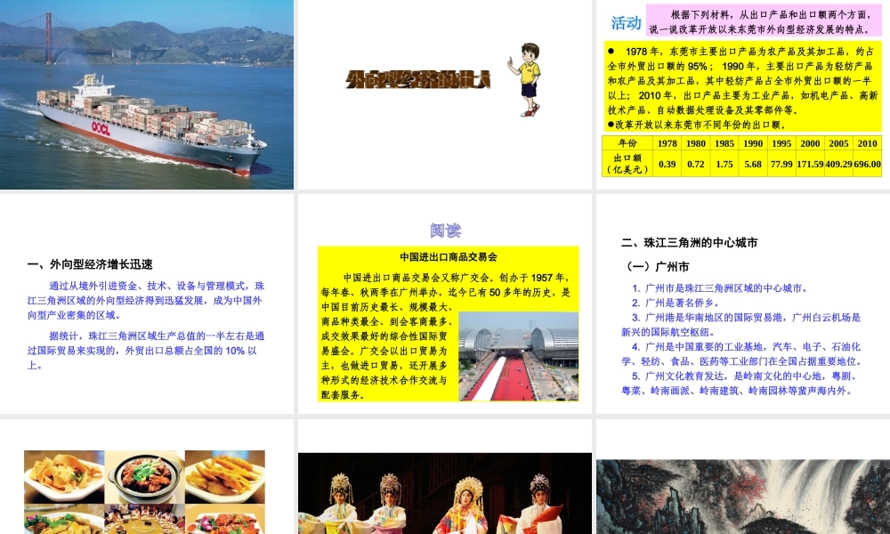 八年级地理下册 7.3 珠江三角洲区域的外向型经济教学课件 （新版）湘教版-（新版）湘教版初中八年级下册地理课件