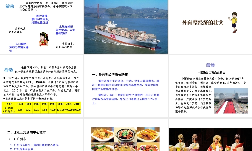 八年级地理下册 7.3 珠江三角洲区域的外向型经济课件 （新版）湘教版-（新版）湘教版初中八年级下册地理课件