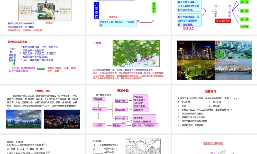 八年级地理下册 7.3 珠江三角洲区域的外向型经济课件1 （新版）湘教版-（新版）湘教版初中八年级下册地理课件