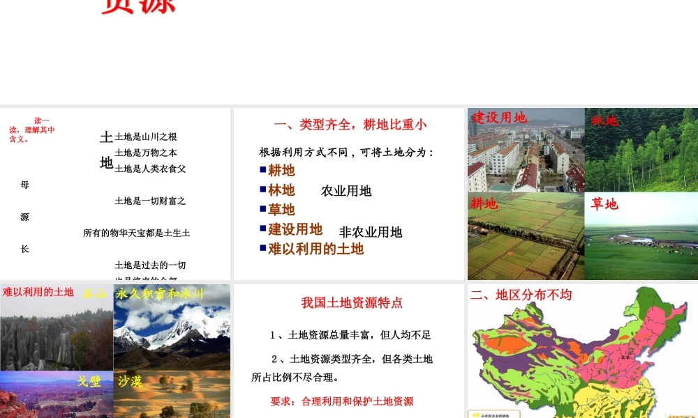 八年级地理上册《3.2 土地资源》课件1 （新版）新人教版