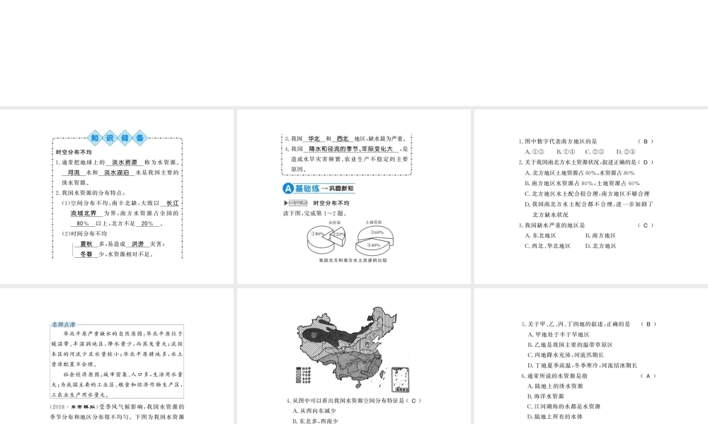 八年级地理上册 第三章 第三节 水资源（第1课时）习题课件 （新版）新人教版-（新版）新人教版初中八年级上册地理课件