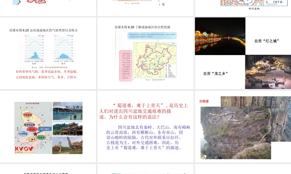 八年级地理下册 6.3 成渝地区——西部经济发展的引擎之一课件 晋教版-人教版初中八年级下册地理课件