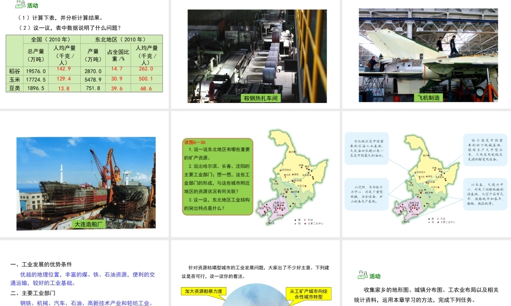 八年级地理下册 6.3 东北地区的产业分布教学课件 （新版）湘教版-（新版）湘教版初中八年级下册地理课件