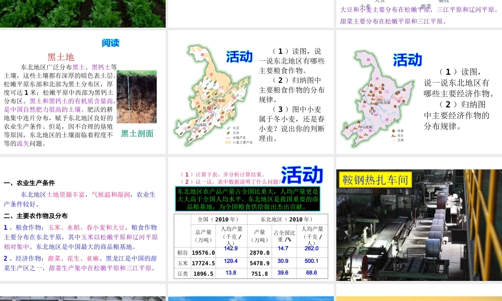 八年级地理下册 6.3 东北地区的产业分布课件 （新版）湘教版-（新版）湘教版初中八年级下册地理课件