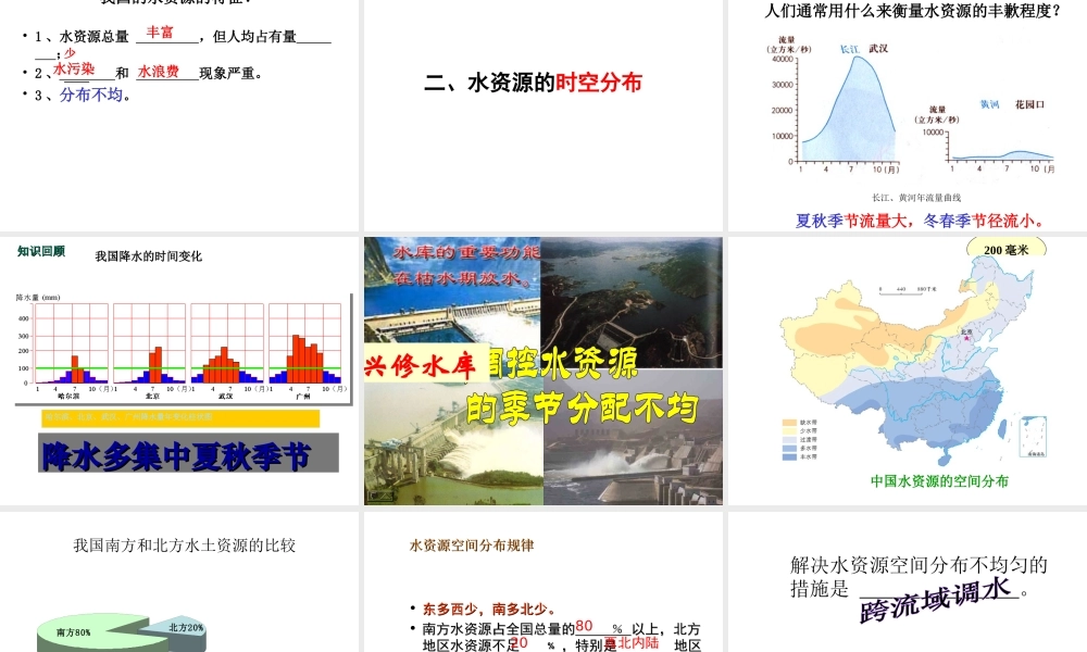 八年级地理上册 第三章 第三节 水资源课件 新人教版