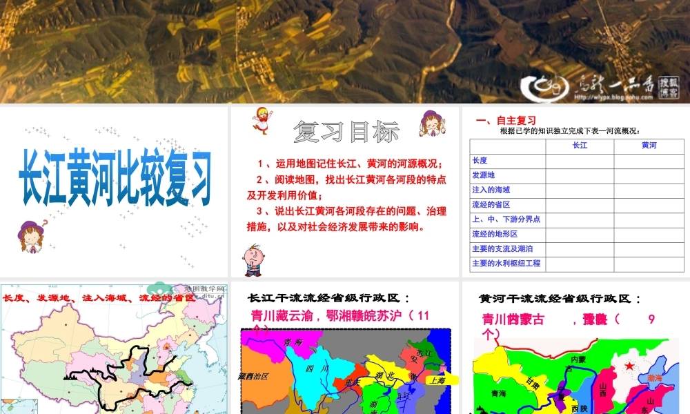 八年级地理上册 第二章 第三节 长江、黄河复习课件 （新版）商务星球版-（新版）商务星球版初中八年级上册地理课件