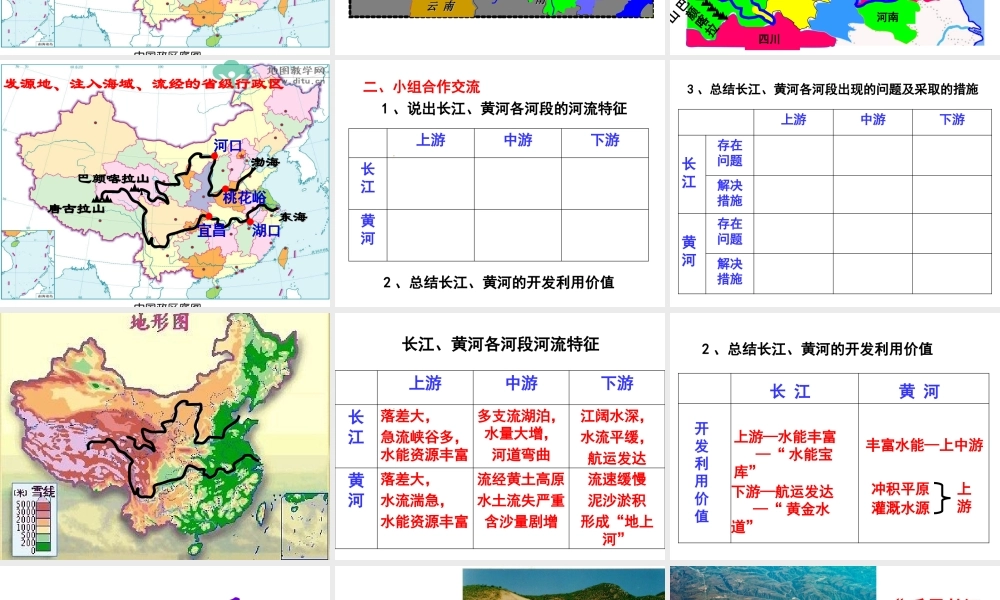 八年级地理上册 第二章 第三节 长江、黄河复习课件 （新版）商务星球版-（新版）商务星球版初中八年级上册地理课件