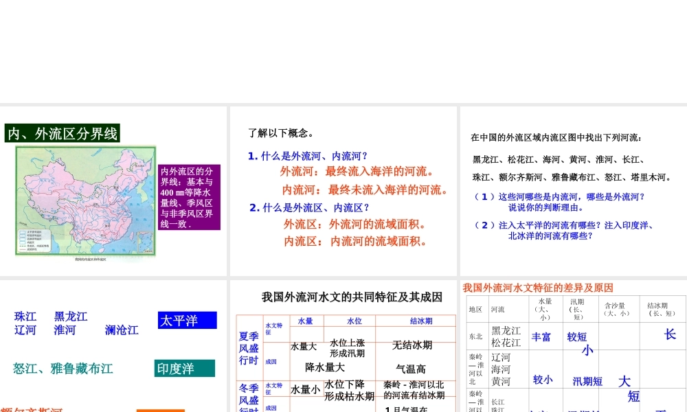 八年级地理上册 第二章 第三节 中国的河流（第1课时 中国的河流特征和湖泊）课件 （新版）湘教版-（新版）湘教版初中八年级上册地理课件