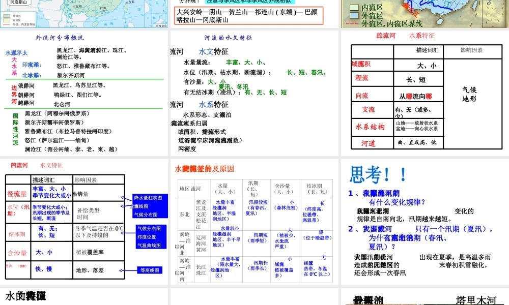 八年级地理上册 第二章 第三节 中国的河流课件 （新版）湘教版-（新版）湘教版初中八年级上册地理课件