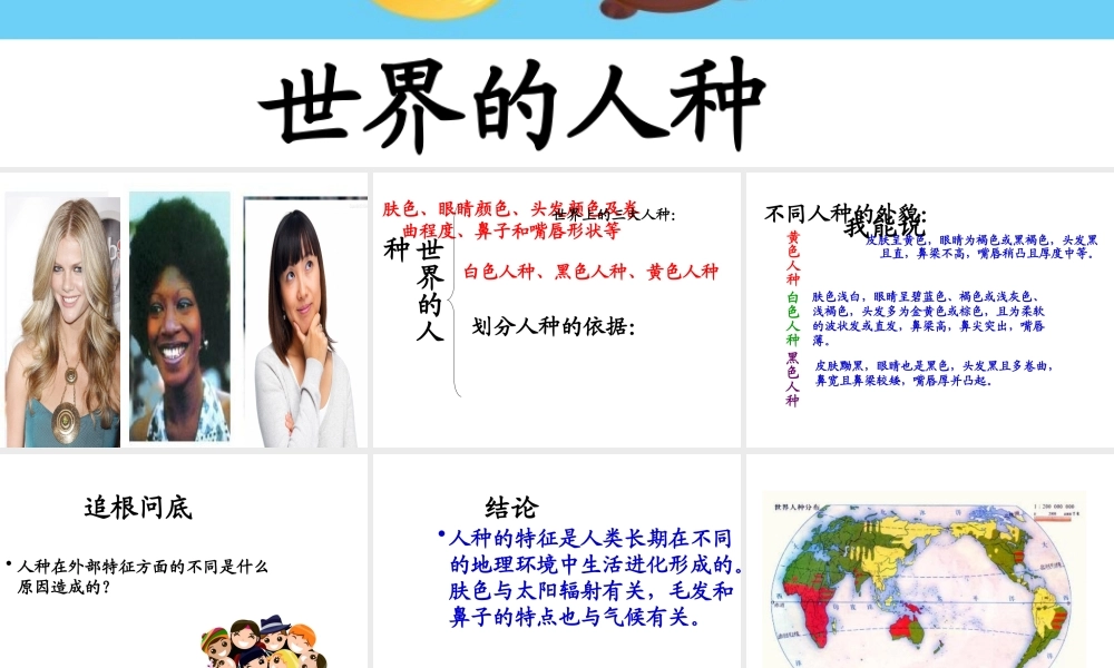 八年级地理上册 第三章 第一节 人种和人口课件1 中图版-中图版初中八年级上册地理课件