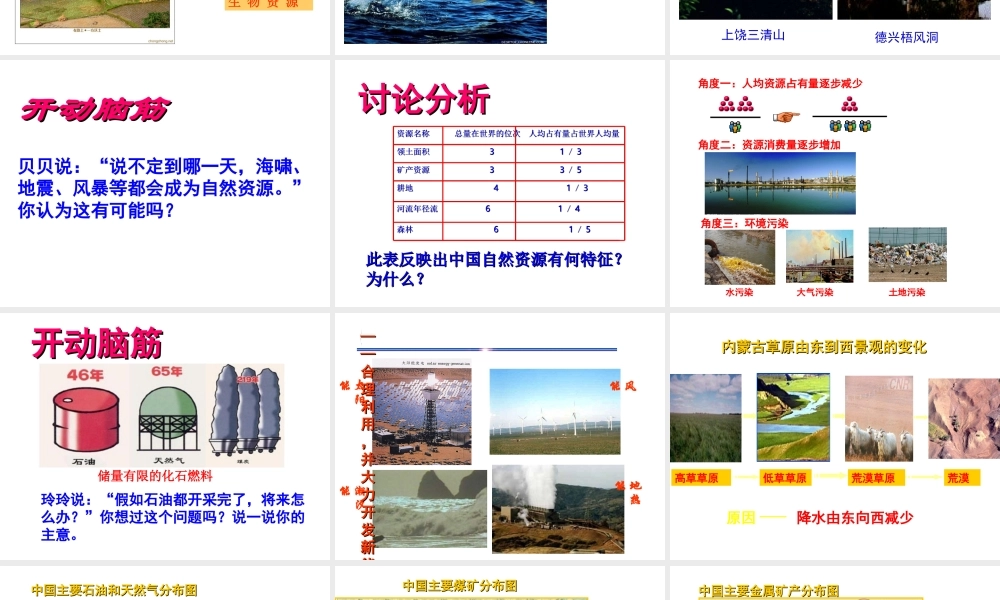 八年级地理上册 第三章 第一节 自然资源概况课件 （新版）湘教版-（新版）湘教版初中八年级上册地理课件