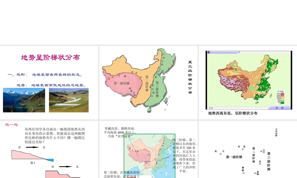 八年级地理上册 第二章 第一节 地形和地势（第2课时）地势西高东低，呈阶梯状分布课件 （新版）新人教版-（新版）新人教版初中八年级上册地理课件