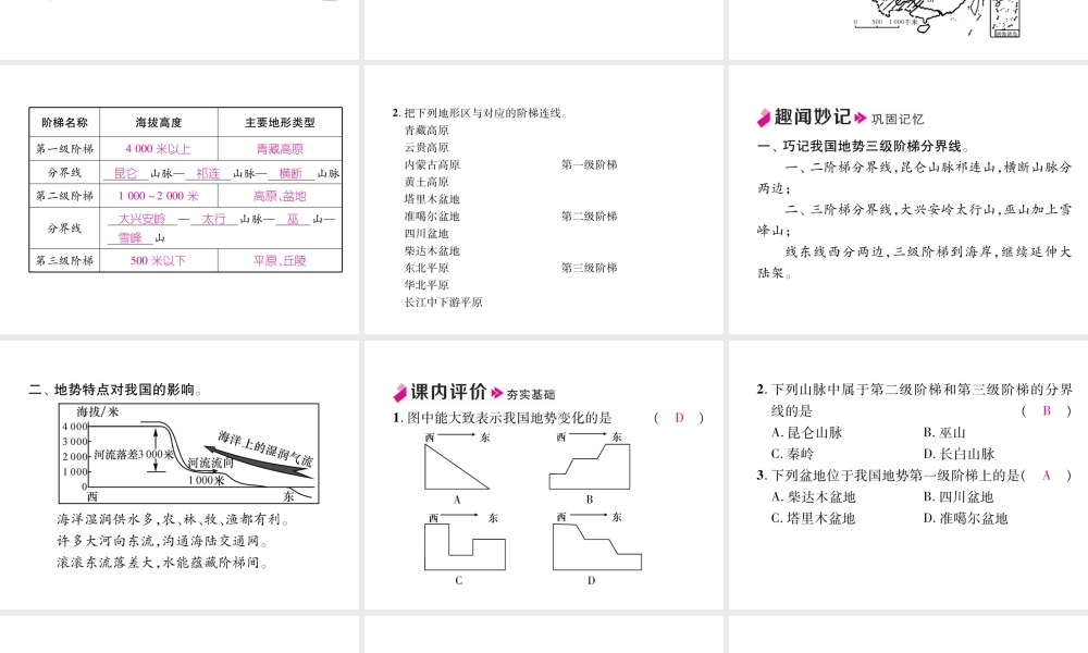 八年级地理上册 第2章 第1节 地形和地势（第2课时）习题课件 （新版）新人教版-（新版）新人教版初中八年级上册地理课件
