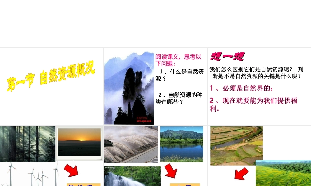 八年级地理上册 第三章 第一节 自然资源概况课件 湘教版
