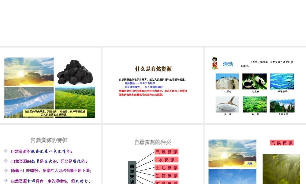 八年级地理上册 第三章 第一节 自然资源概况课件（1）（新版）湘教版-（新版）湘教版初中八年级上册地理课件