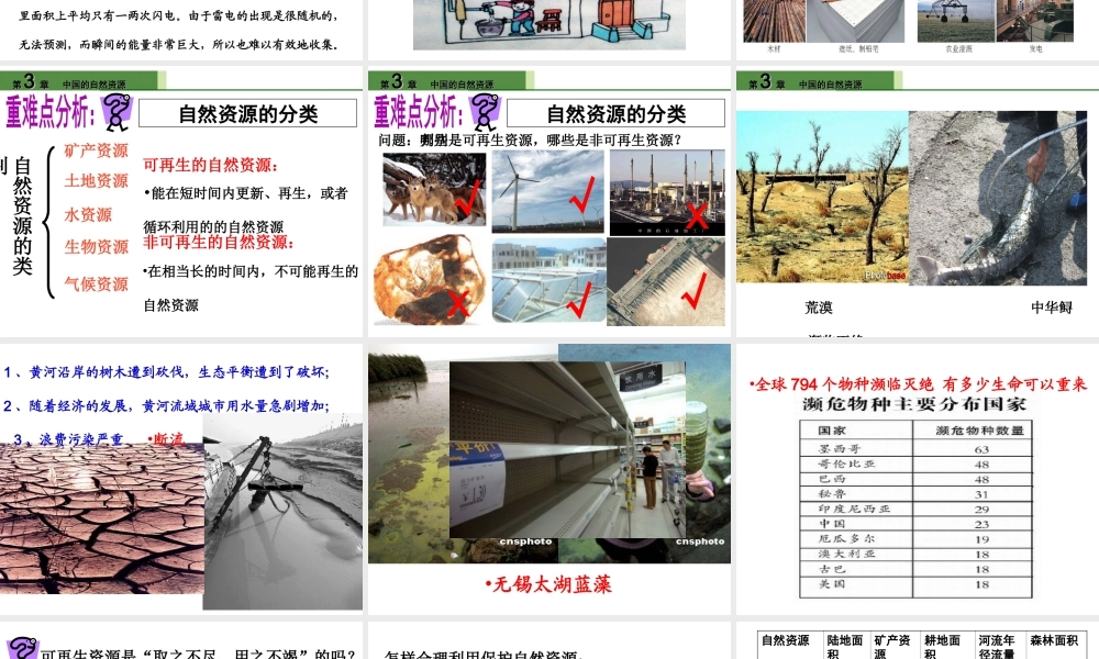 八年级地理上册 第三章 第一节《自然资源总量丰富 人均不足》课件 新人教版