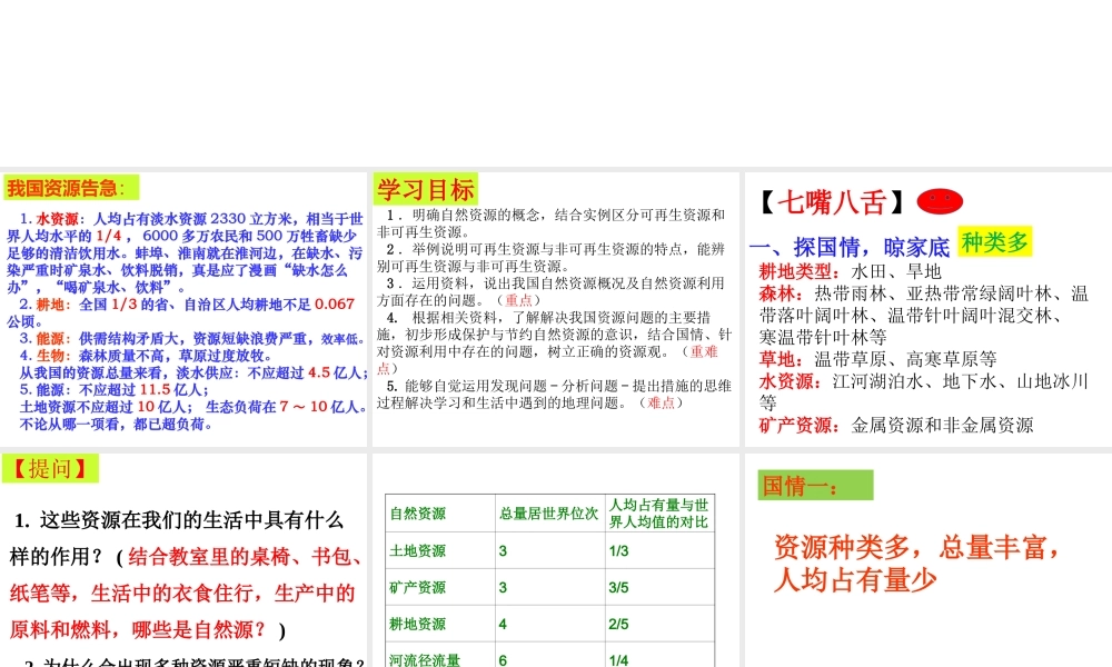 八年级地理上册 第三章 活动课 合理利用和保护自然资源教学课件 北师大版-北师大版初中八年级上册地理课件