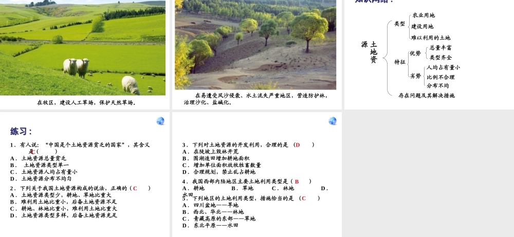 八年级地理上册 第三章 中国的自然资源 3.2 土地资源课件 湘教版