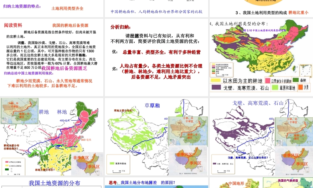 八年级地理上册 第三章 中国的自然资源 第二节 土地资源课件 新人教版