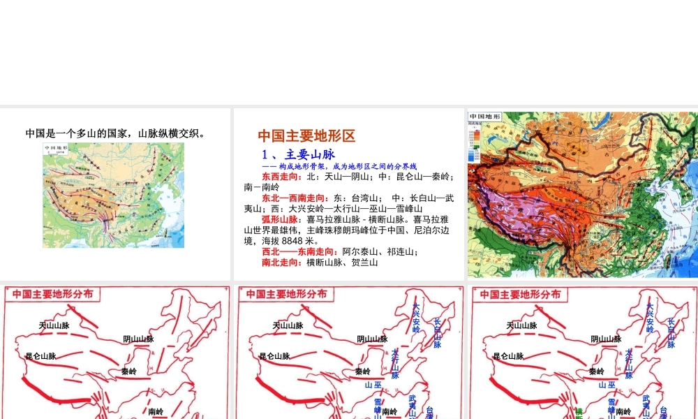 八年级地理上册 第二章 第一节 中国的地形（第1课时 山脉纵横交织）课件 （新版）湘教版-（新版）湘教版初中八年级上册地理课件