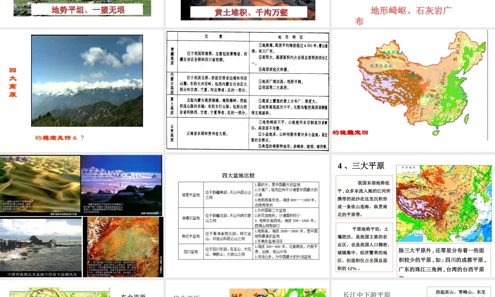 八年级地理上册 第二章 第一节 中国的地形（第2课时 地形复杂多样）课件 （新版）湘教版-（新版）湘教版初中八年级上册地理课件
