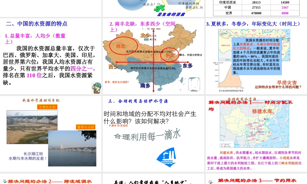 八年级地理上册 第三章 中国的自然资源 第三节 中国水资源课件 新人教版