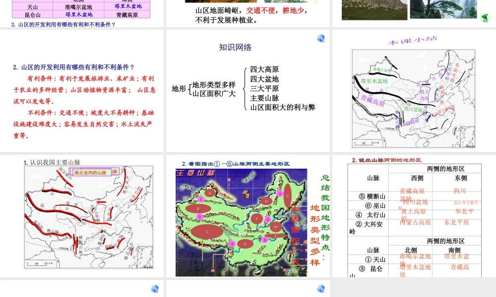 八年级地理上册 第二章 中国的自然环境 2.1.1 地形类型多样 山区面积广大课件 湘教版