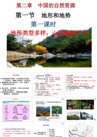 八年级地理上册 第二章 中国的自然环境 2.1.1 地形类型多样 山区面积广大课件 湘教版