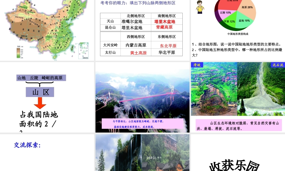 八年级地理上册 第一节 中国的地形课件 湘教版