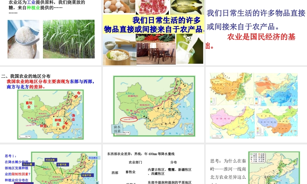 八年级地理上册 第四章 第二节 农业（第1课时）农业及其重要性我国农业的地区分布课件 （新版）新人教版-（新版）新人教版初中八年级上册地理课件